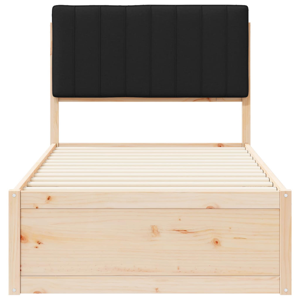 Bettgestell mit gepolstertem Kopfteil Schwarz 90 x 200 cm