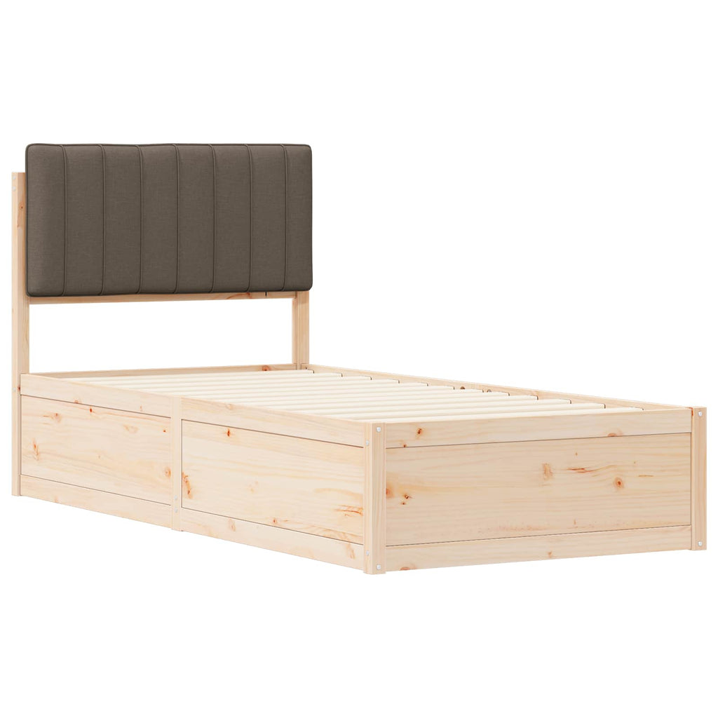 Bettgestell mit gepolstertem Kopfteil Taupe 90 x 200 cm