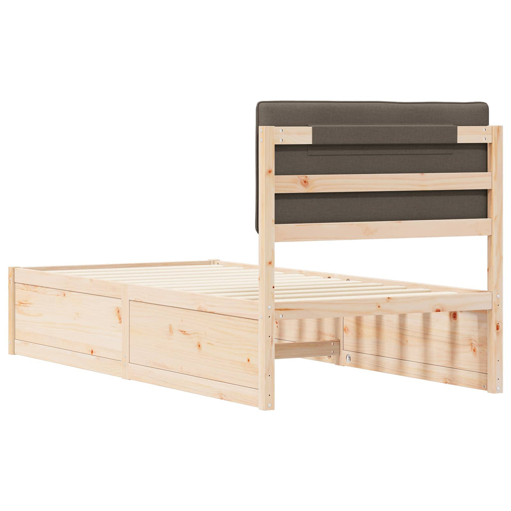 Bettgestell mit gepolstertem Kopfteil Taupe 90 x 200 cm