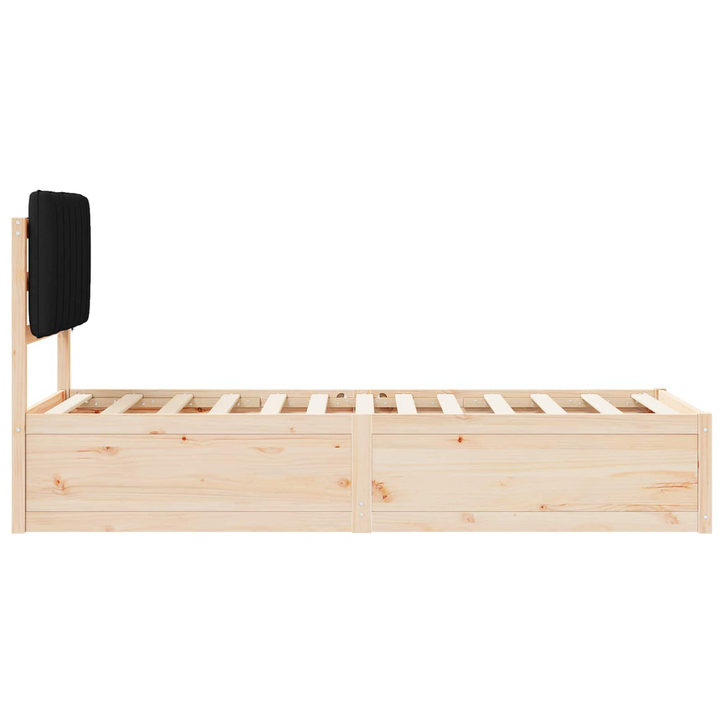 Bettgestell mit gepolstertem Kopfteil Schwarz 80 x 200 cm