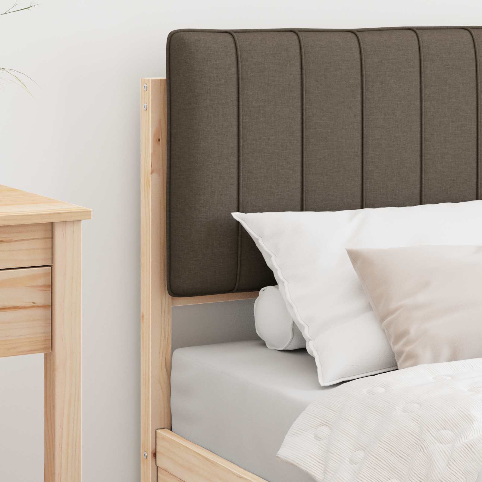 Bettgestell mit gepolstertem Kopfteil Taupe 80 x 200 cm