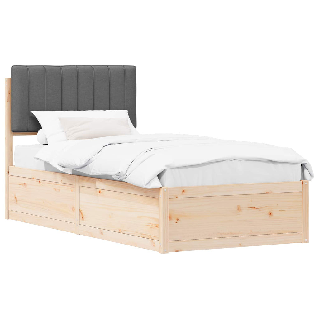 Bettgestell mit gepolstertem Kopfteil Dunkelgrau 90 x 190 cm