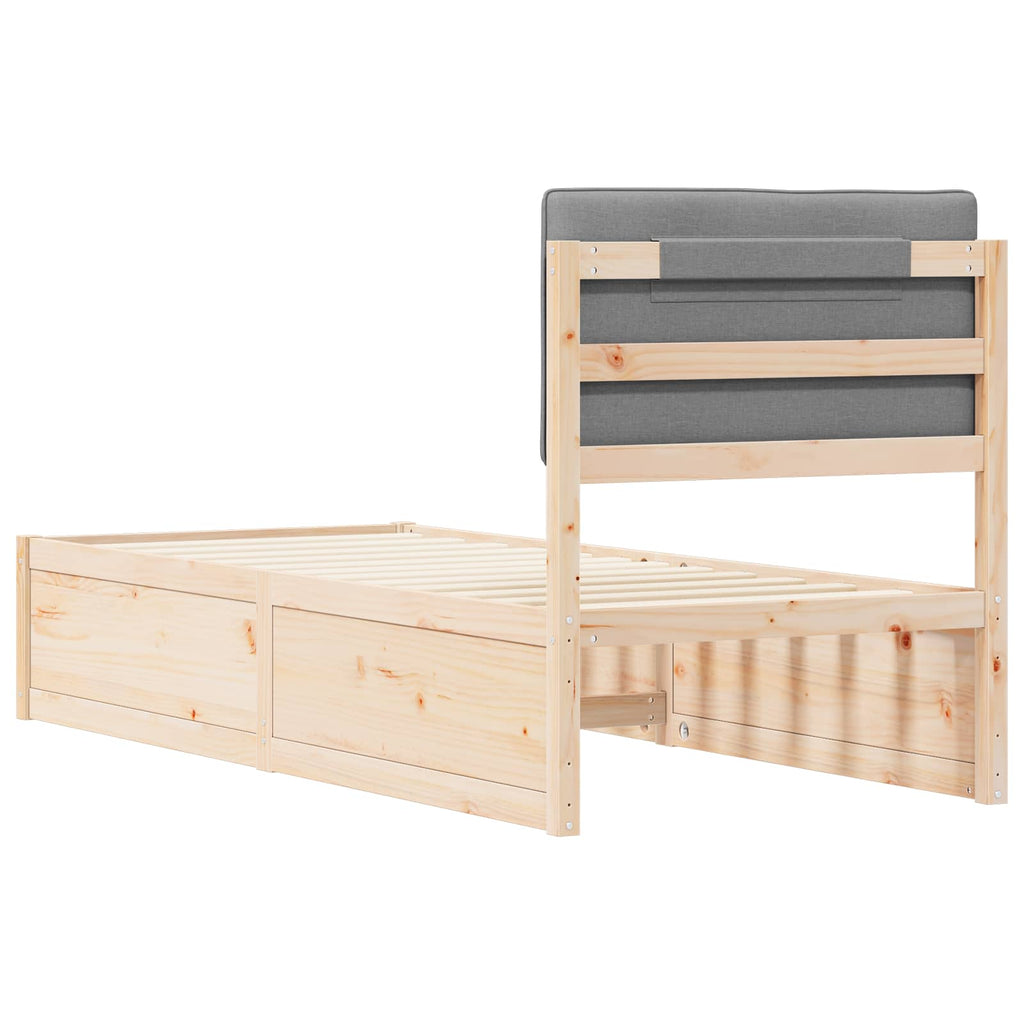 Bettgestell mit gepolstertem Kopfteil Hellgrau 75 x 190 cm