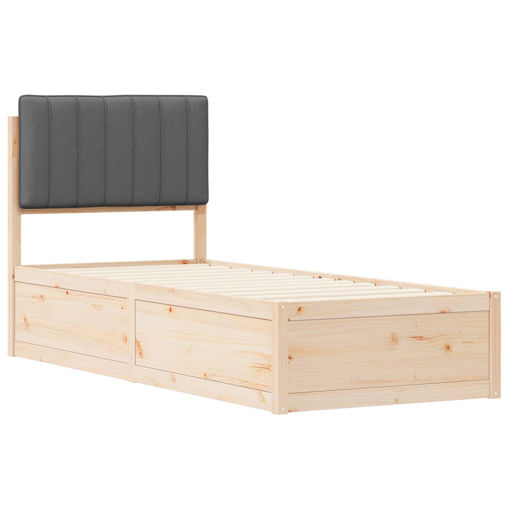 Bettgestell mit gepolstertem Kopfteil Dunkelgrau 75 x 190 cm