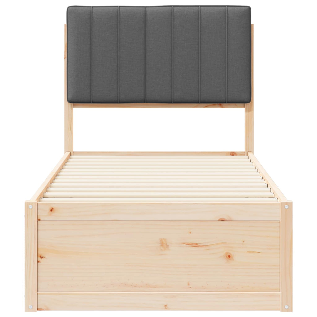 Bettgestell mit gepolstertem Kopfteil Dunkelgrau 75 x 190 cm