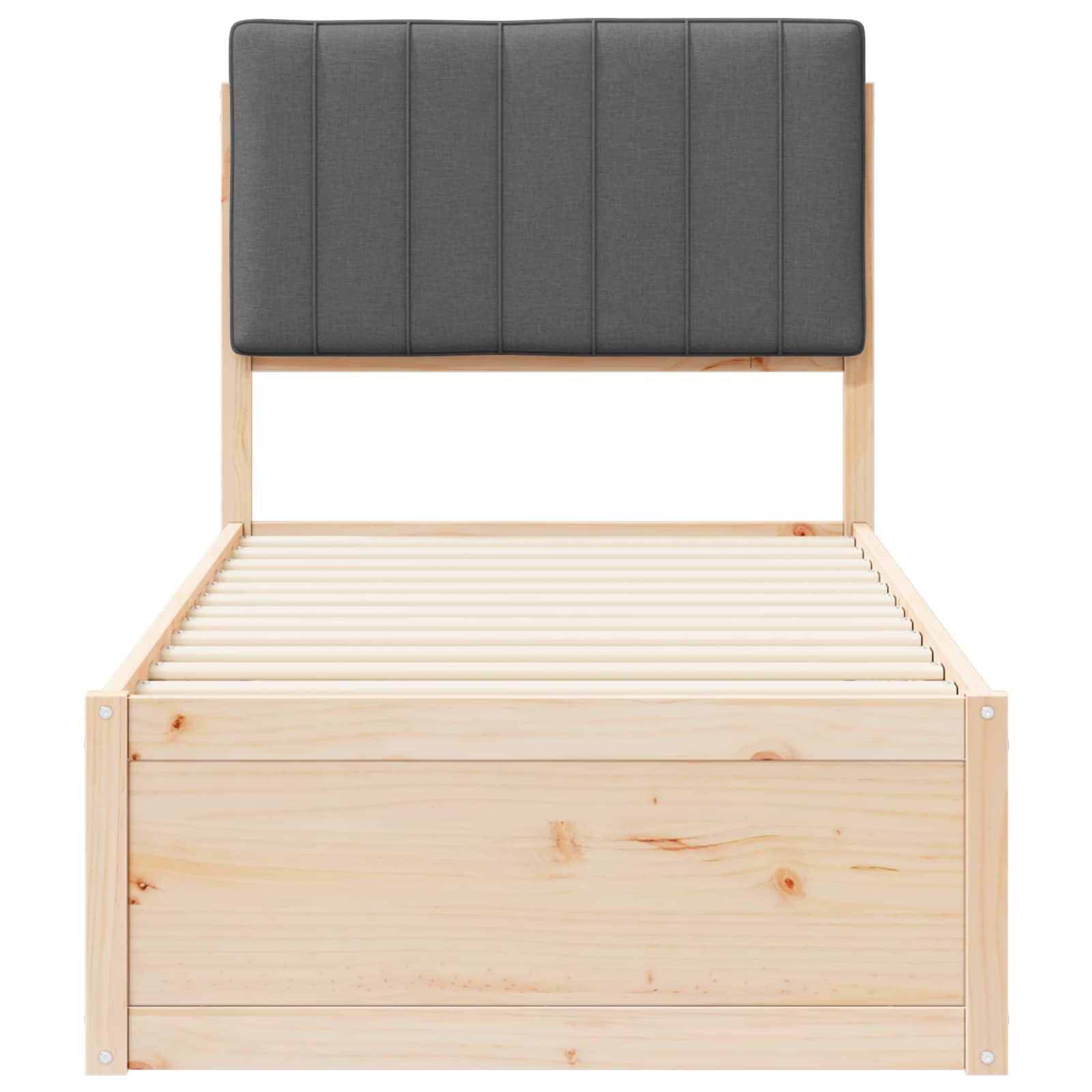 Bettgestell mit gepolstertem Kopfteil Dunkelgrau 75 x 190 cm