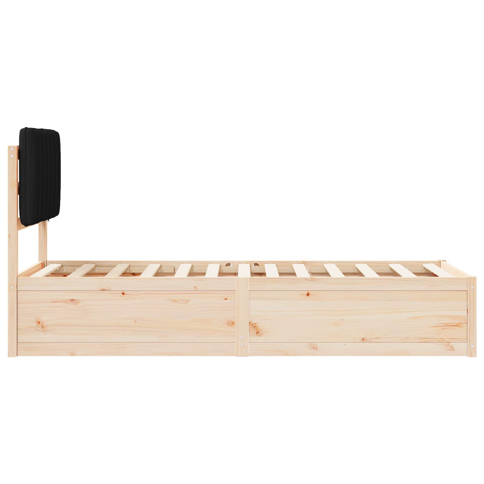 Bettgestell mit gepolstertem Kopfteil Schwarz 75 x 190 cm