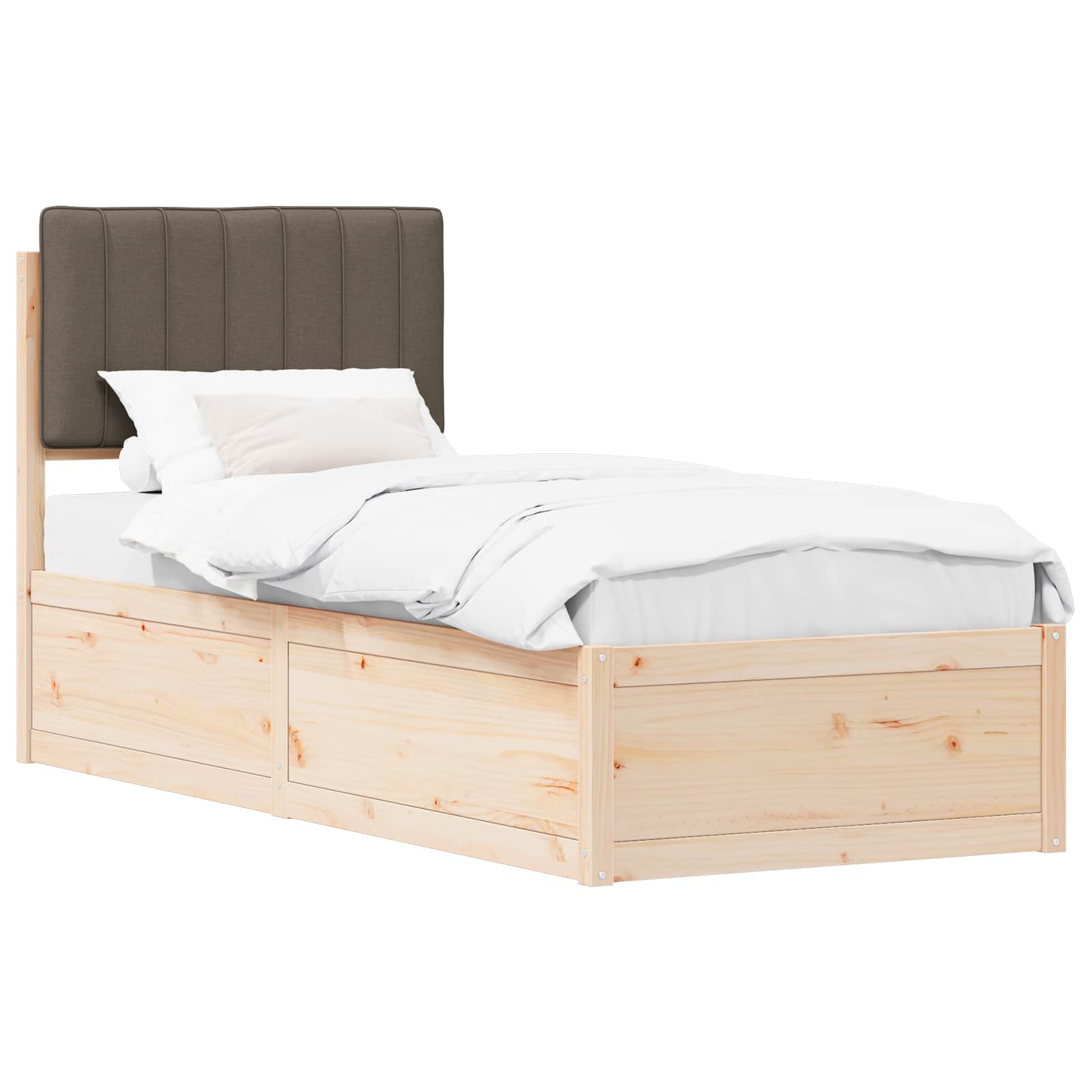 Bettgestell mit gepolstertem Kopfteil Taupe 75 x 190 cm