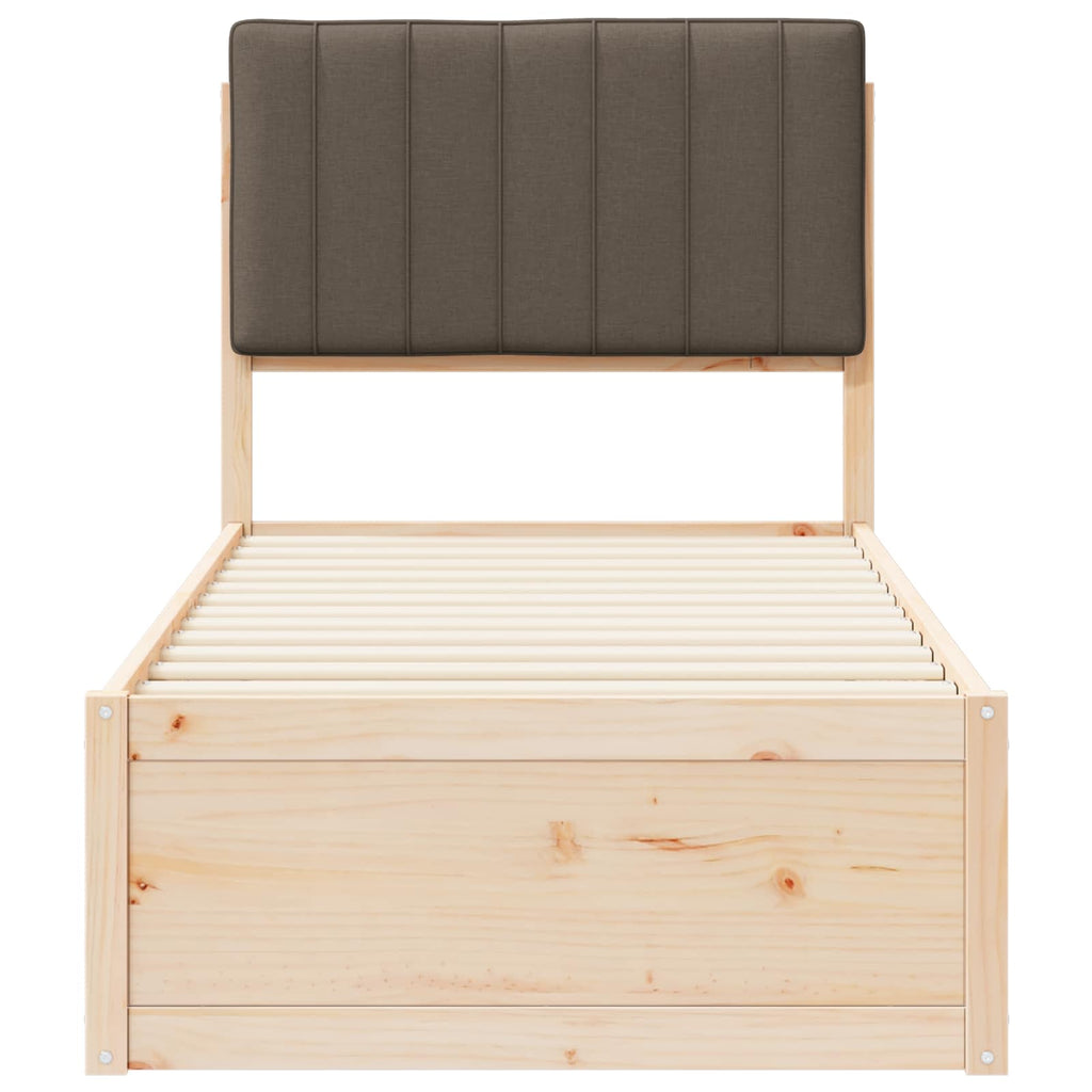 Bettgestell mit gepolstertem Kopfteil Taupe 75 x 190 cm