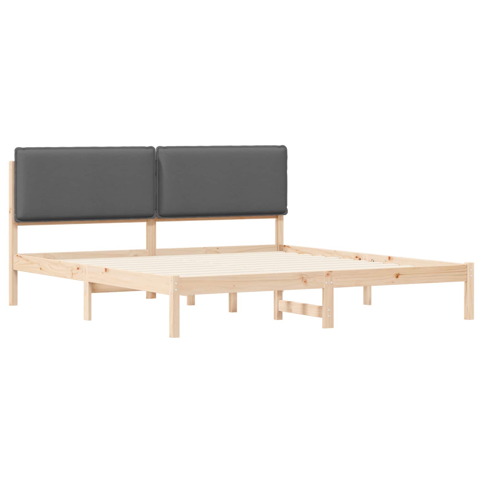 Bettgestell mit gepolstertem Kopfteil Dunkelgrau 180 x 200 cm