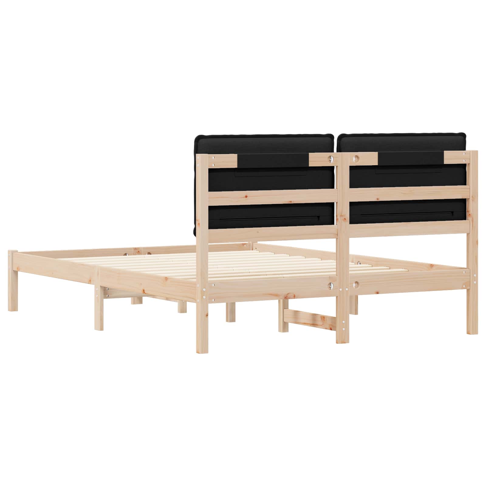 Bettgestell mit gepolstertem Kopfteil Schwarz 150 x 200 cm