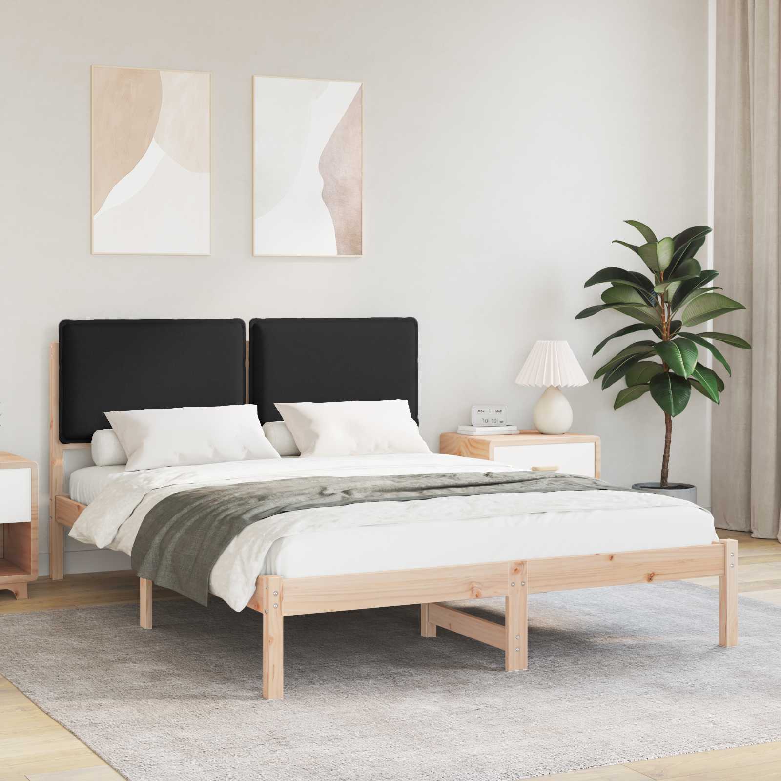 Bettgestell mit gepolstertem Kopfteil Schwarz 140 x 200 cm