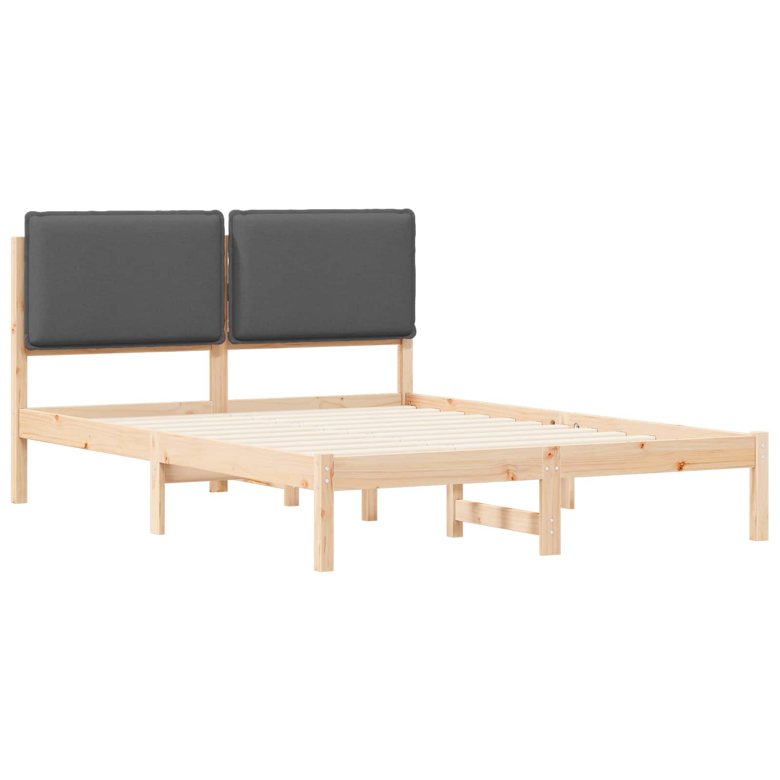 Bettgestell mit gepolstertem Kopfteil Dunkelgrau 120 x 200 cm
