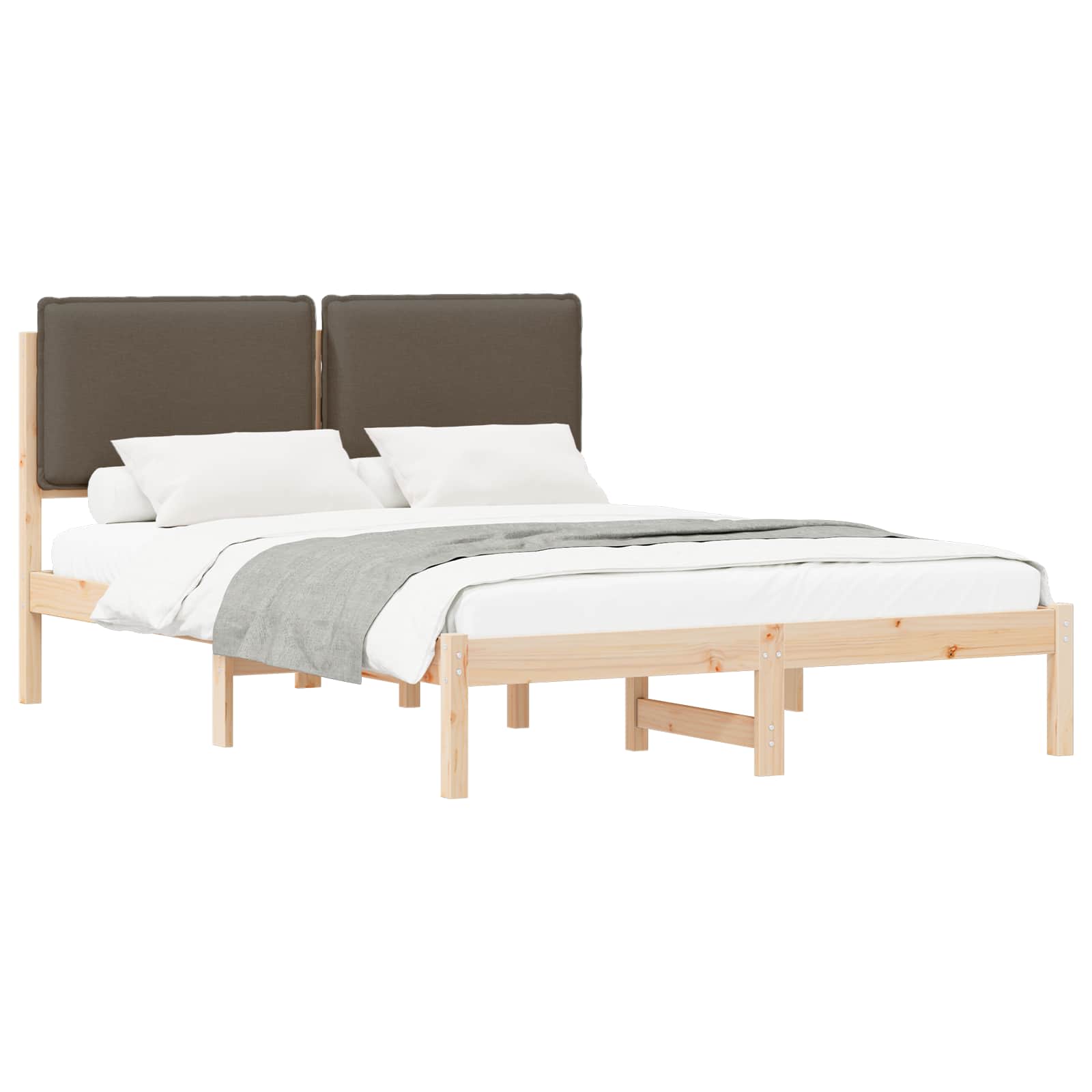 Bettgestell mit gepolstertem Kopfteil Taupe 120 x 200 cm