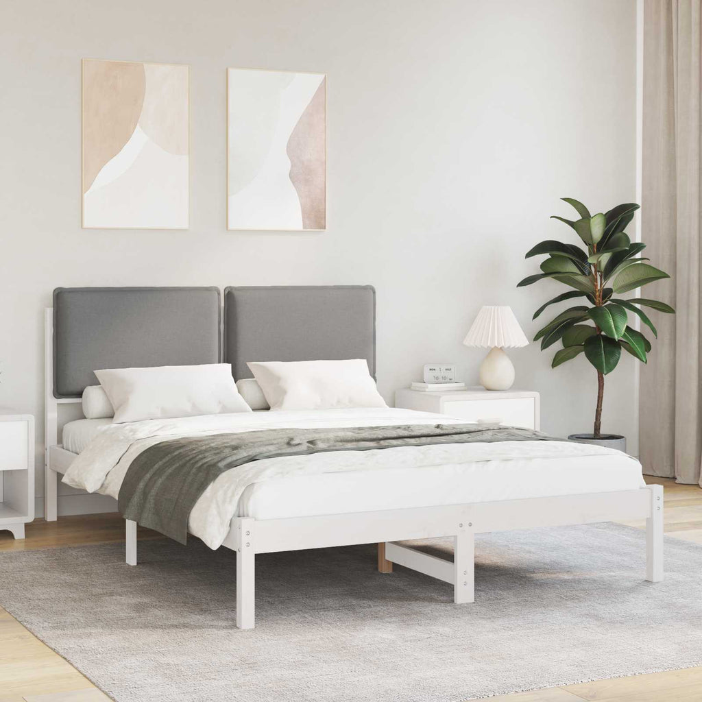 Bettgestell mit gepolstertem Kopfteil Hellgrau 120 x 200 cm