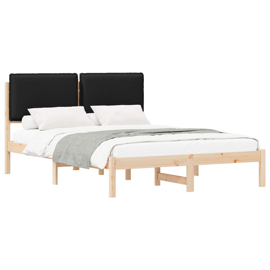 Bettgestell mit gepolstertem Kopfteil Schwarz 140 x 190 cm