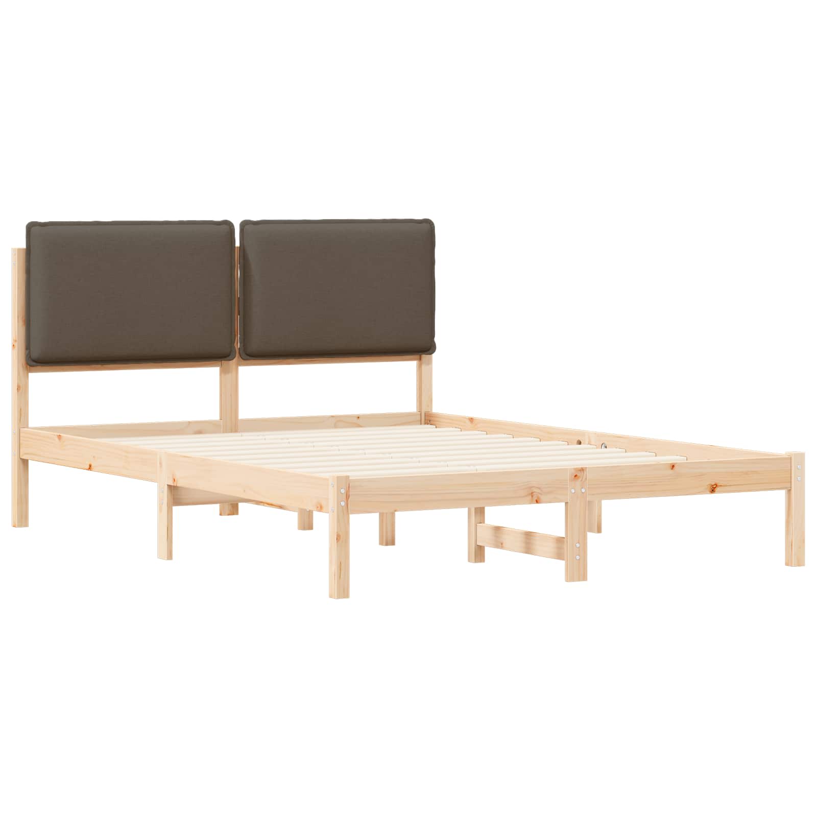 Bettgestell mit gepolstertem Kopfteil Taupe 140 x 190 cm