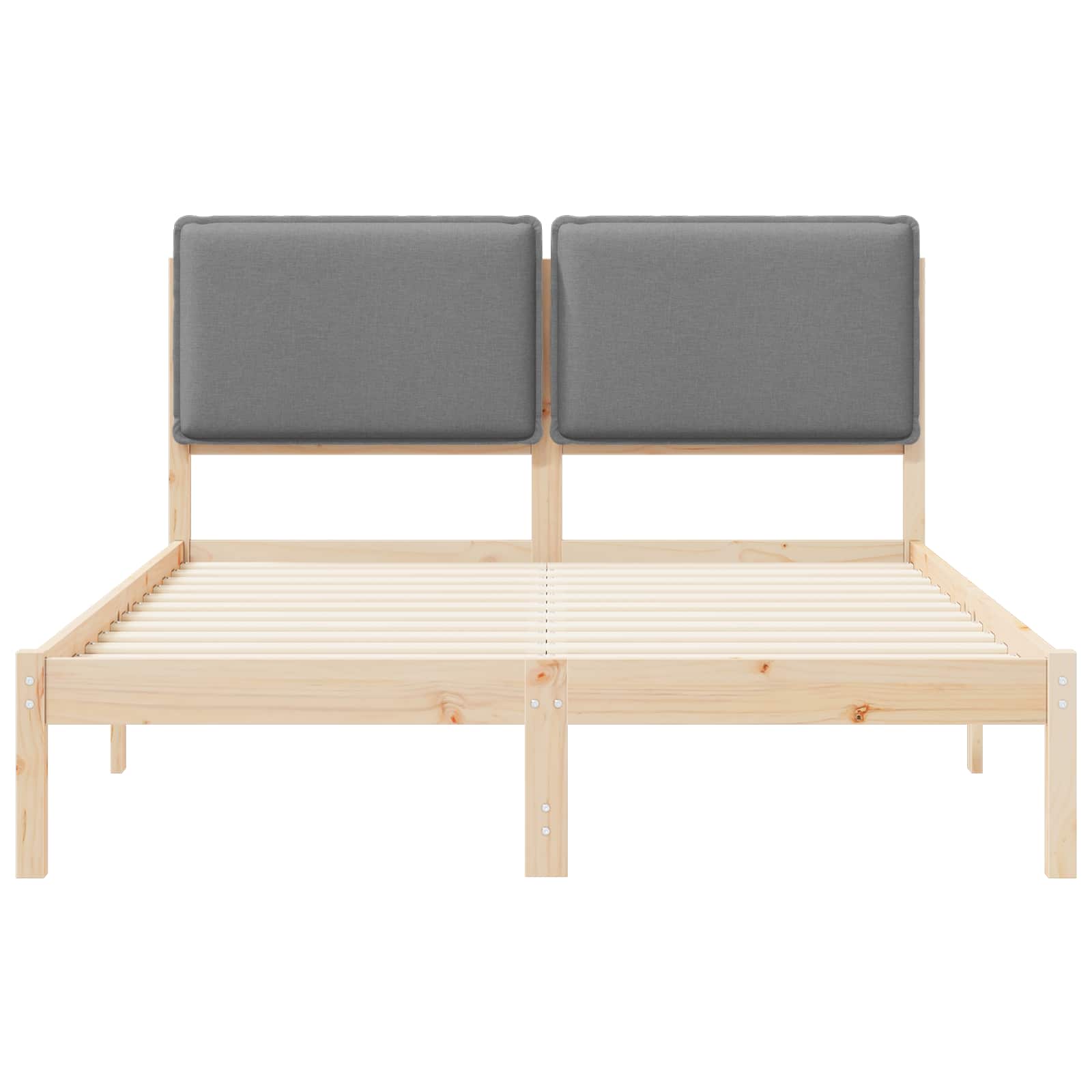 Bettgestell mit gepolstertem Kopfteil Hellgrau 135 x 190 cm