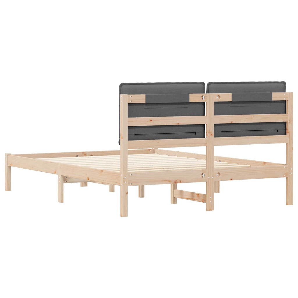 Bettgestell mit gepolstertem Kopfteil Dunkelgrau 135 x 190 cm