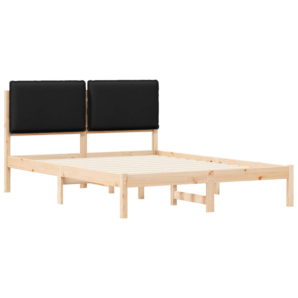 Bettgestell mit gepolstertem Kopfteil Schwarz 135 x 190 cm