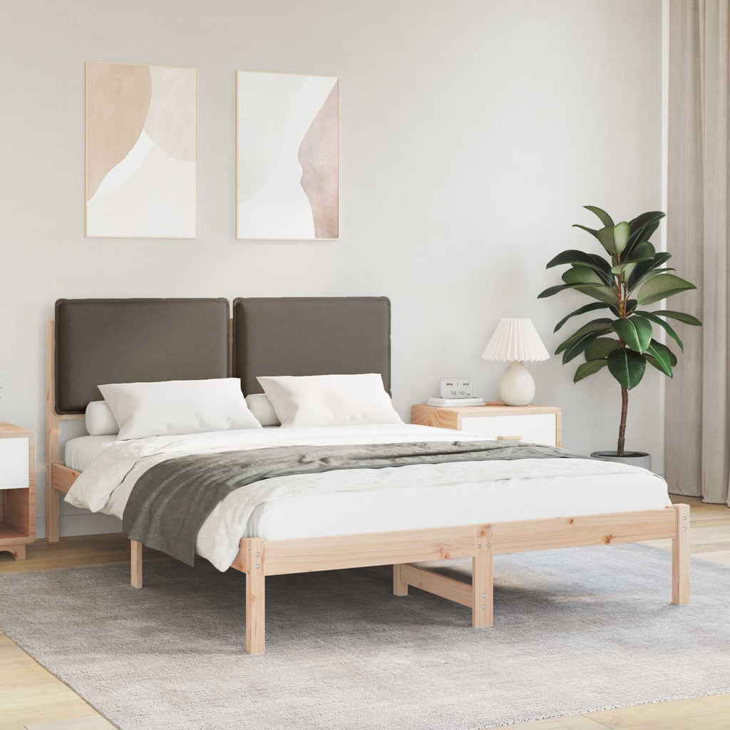 Bettgestell mit gepolstertem Kopfteil Taupe 135 x 190 cm