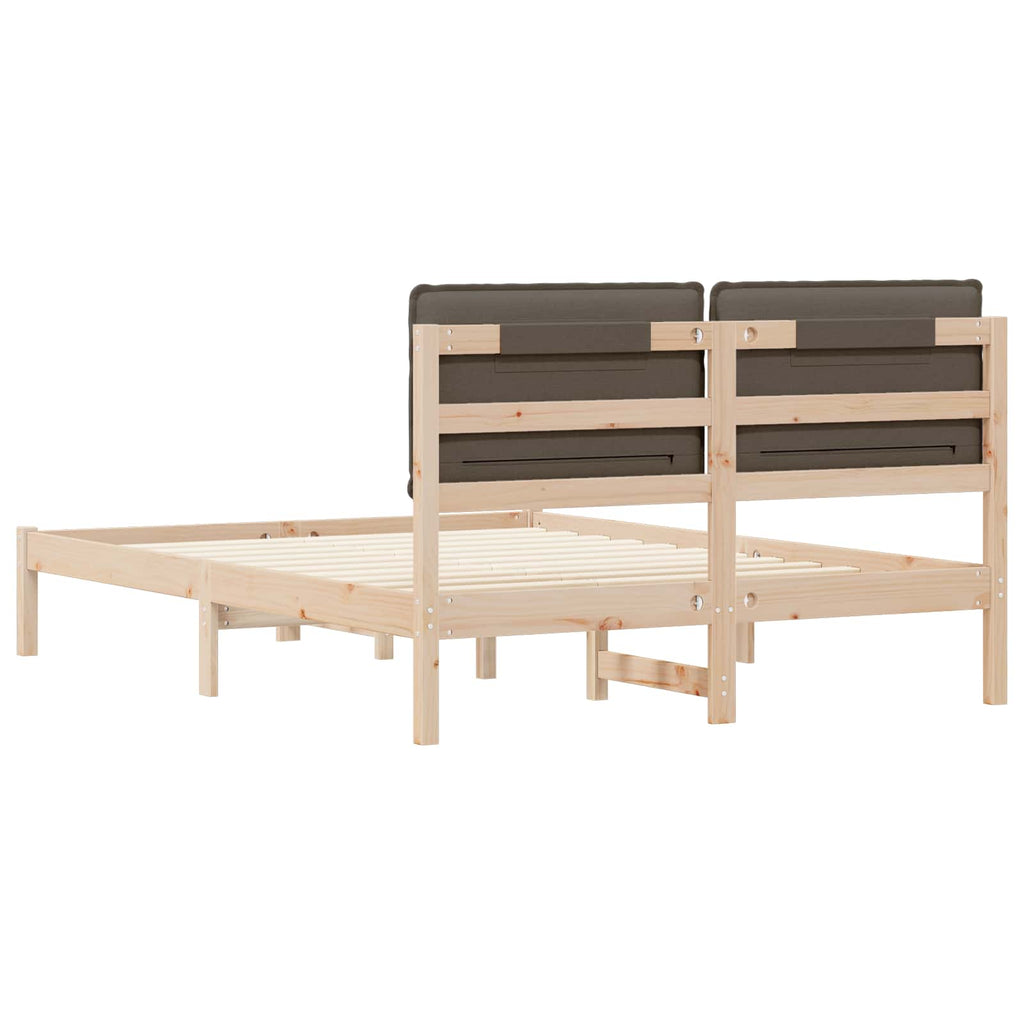 Bettgestell mit gepolstertem Kopfteil Taupe 135 x 190 cm