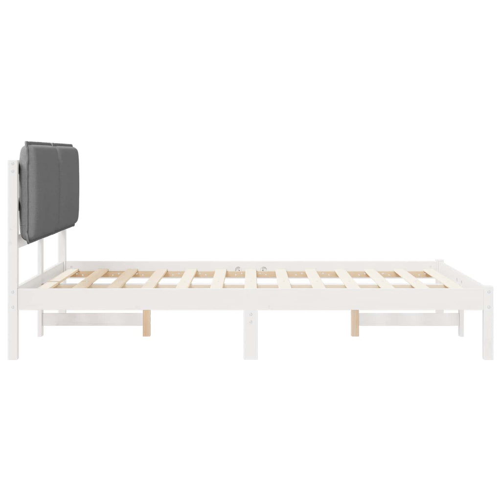 Bettgestell mit gepolstertem Kopfteil Hellgrau 135 x 190 cm