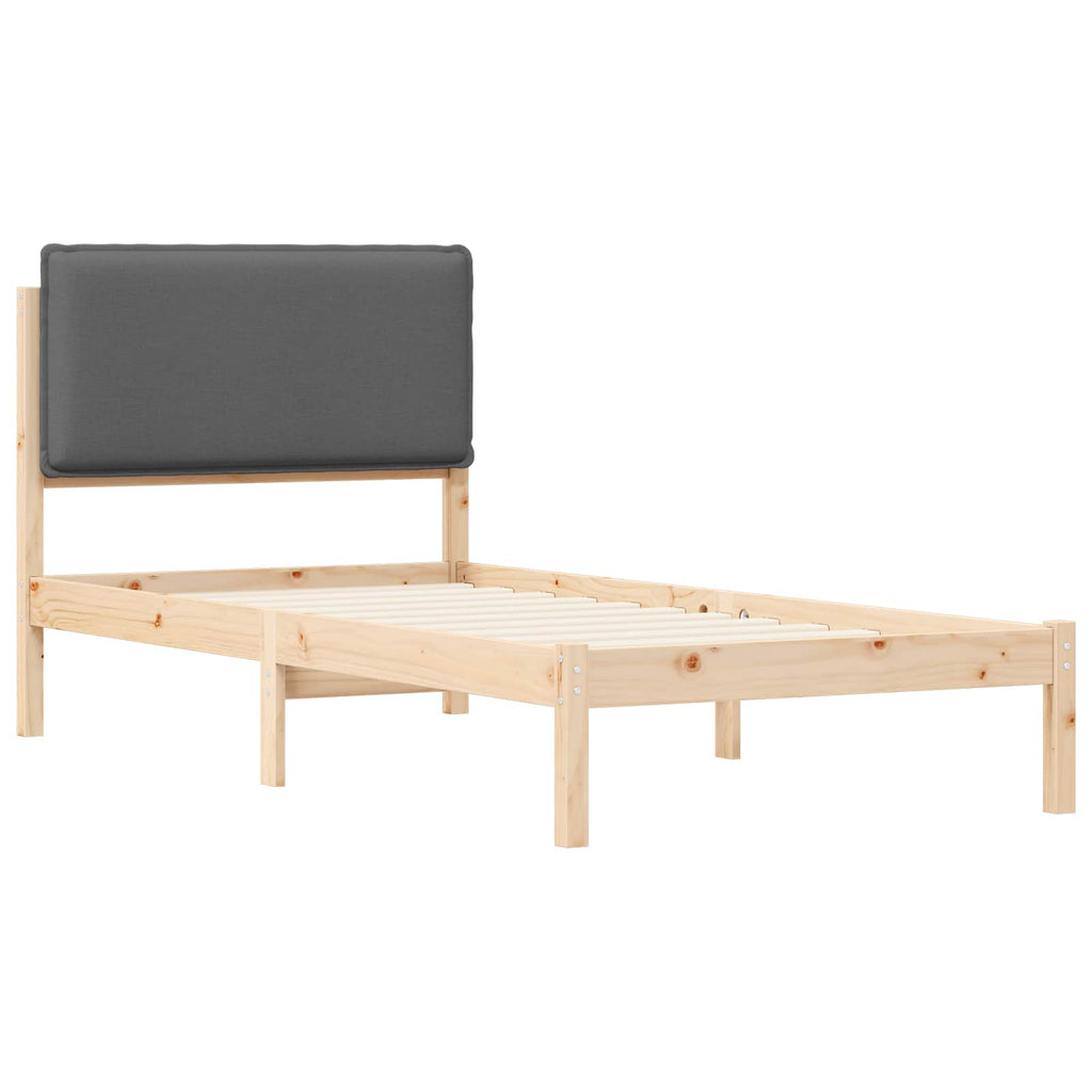 Bettgestell mit gepolstertem Kopfteil Dunkelgrau 100 x 200 cm