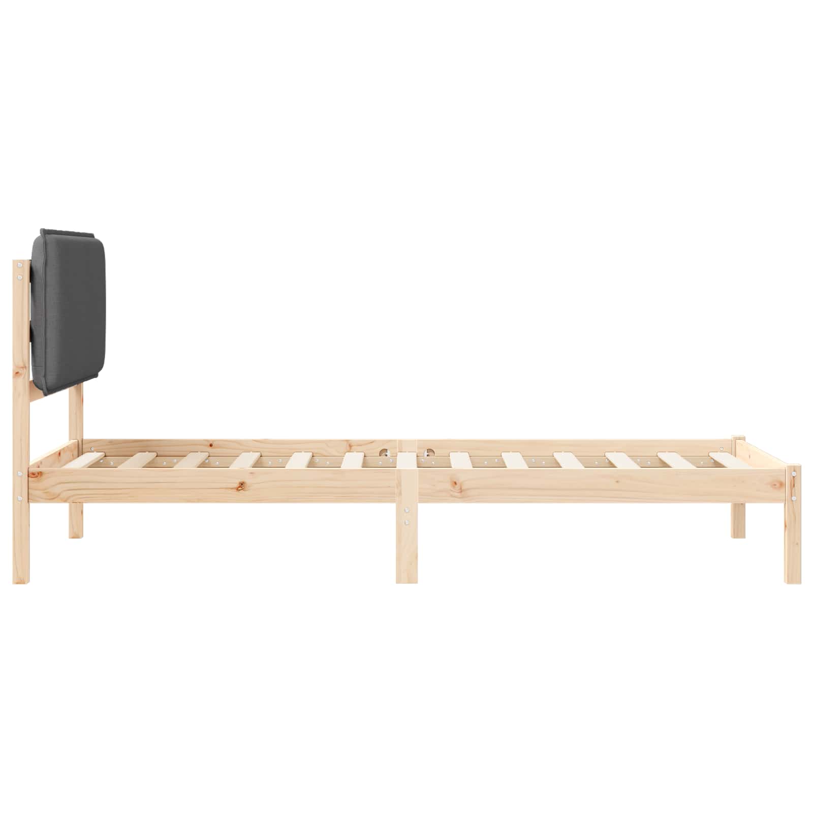 Bettgestell mit gepolstertem Kopfteil Dunkelgrau 100 x 200 cm