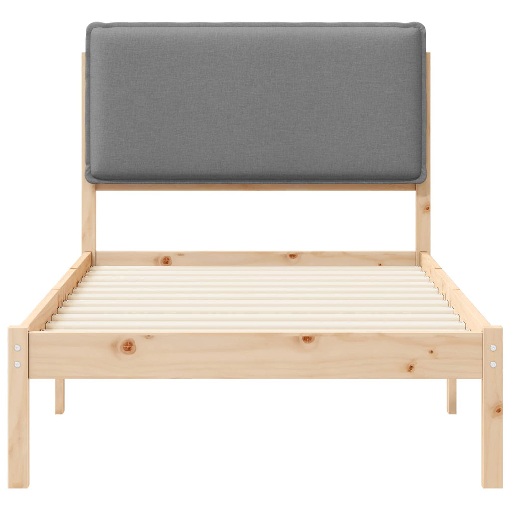 Bettgestell mit gepolstertem Kopfteil Hellgrau 90 x 200 cm