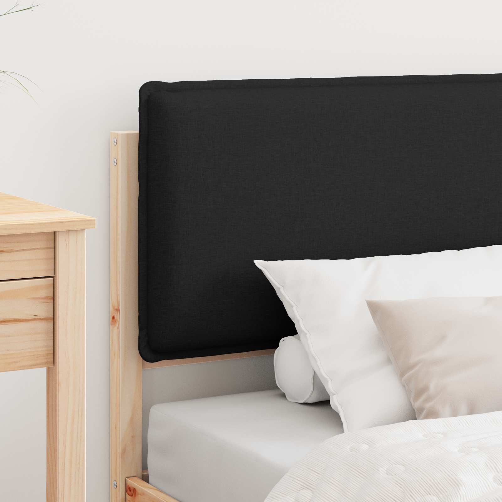 Bettgestell mit gepolstertem Kopfteil Schwarz 80 x 200 cm