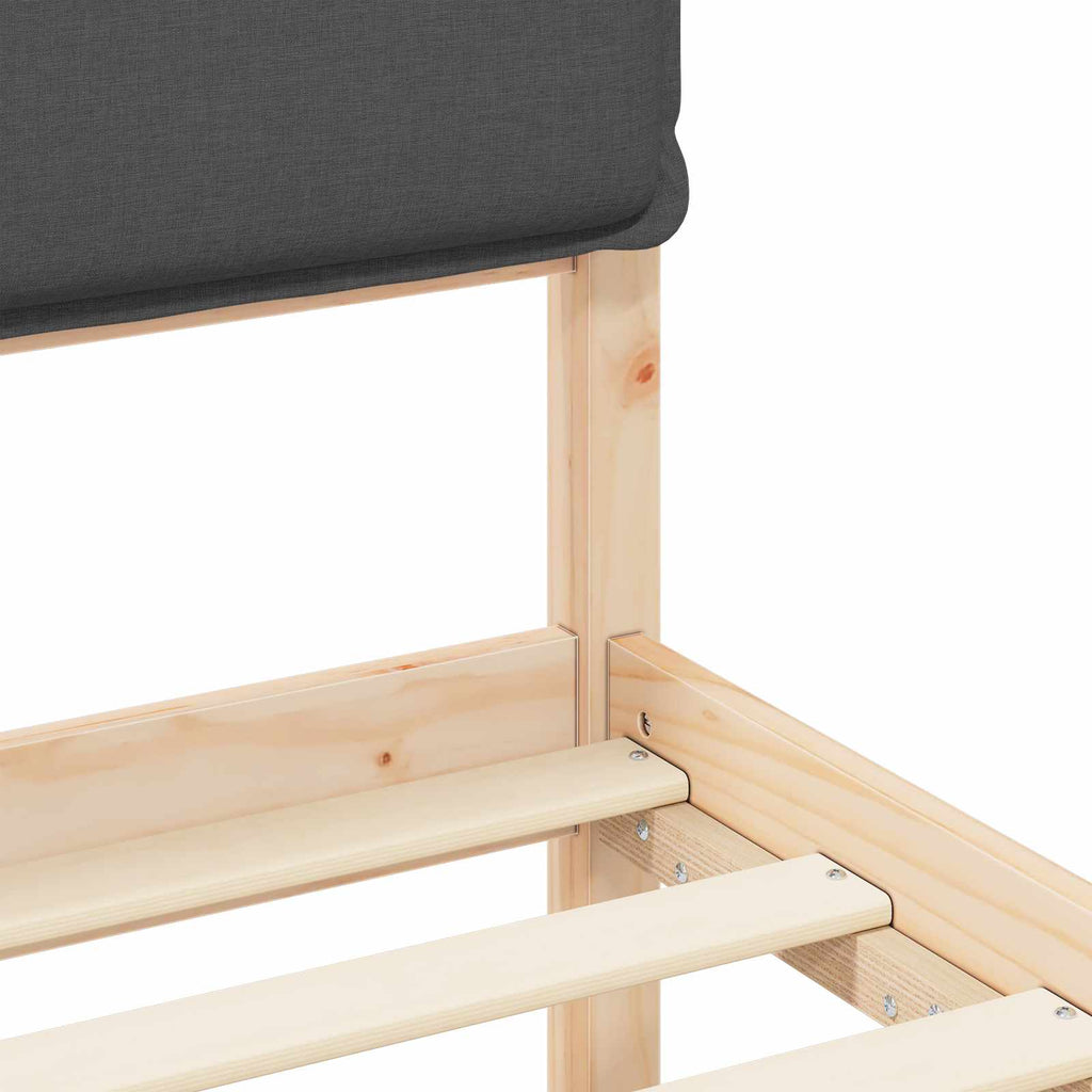 Bettgestell mit gepolstertem Kopfteil Dunkelgrau 90 x 190 cm
