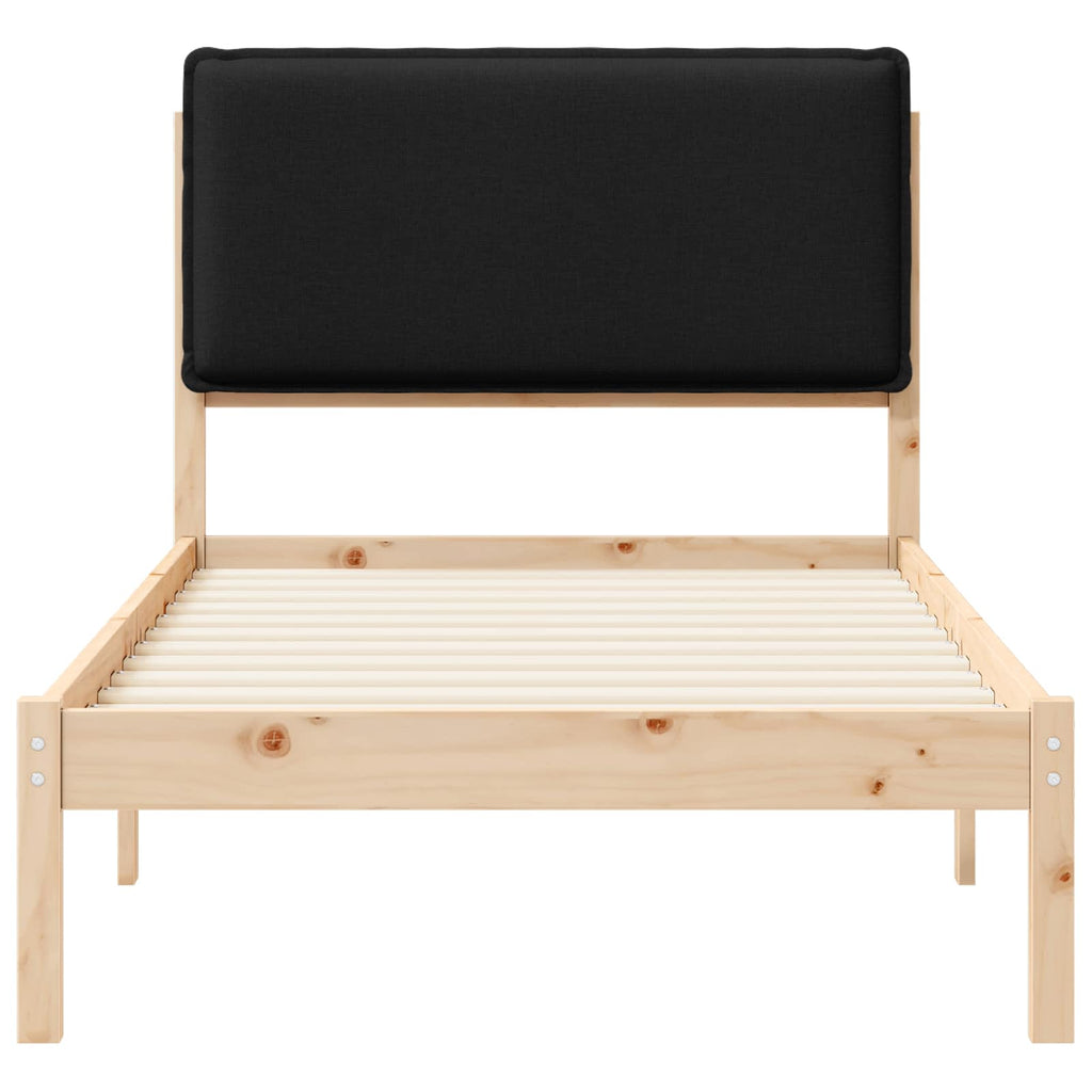 Bettgestell mit gepolstertem Kopfteil Schwarz 90 x 190 cm