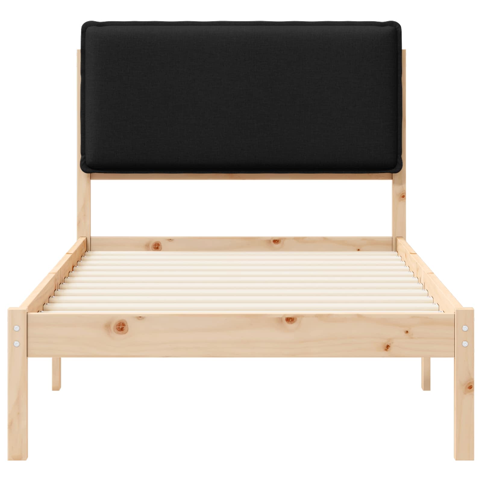 Bettgestell mit gepolstertem Kopfteil Schwarz 90 x 190 cm