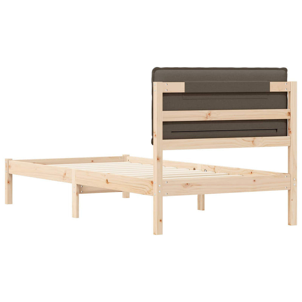 Bettgestell mit gepolstertem Kopfteil Taupe 90 x 190 cm