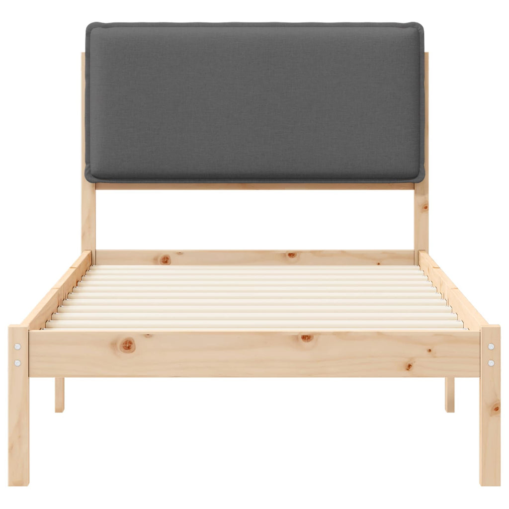 Bettgestell mit gepolstertem Kopfteil Dunkelgrau 75 x 190 cm