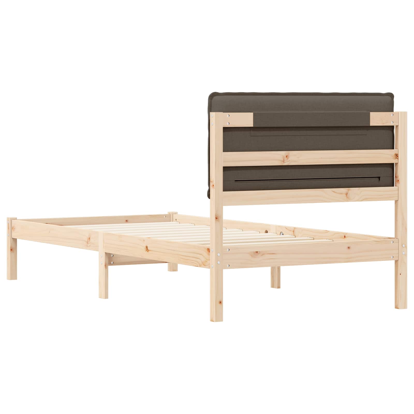 Bettgestell mit gepolstertem Kopfteil Taupe 75 x 190 cm