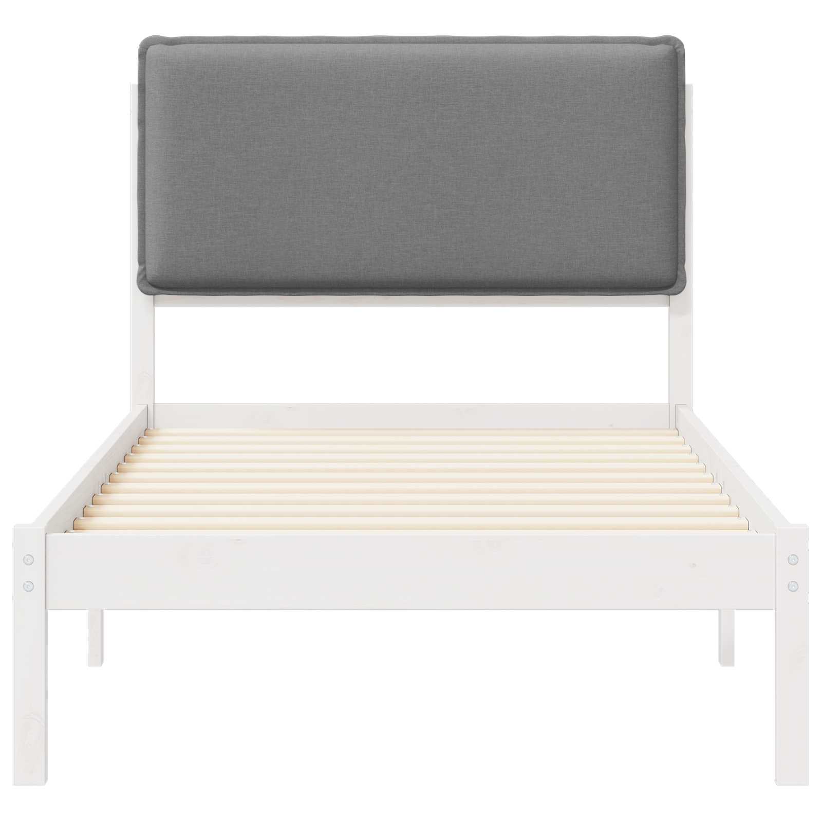 Bettgestell mit gepolstertem Kopfteil Hellgrau 75 x 190 cm