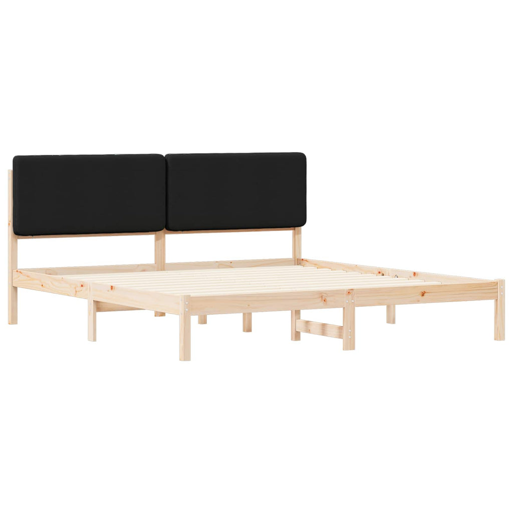 Bettgestell mit gepolstertem Kopfteil Schwarz 180 x 200 cm