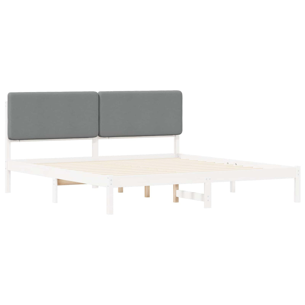Bettgestell mit gepolstertem Kopfteil Hellgrau 180 x 200 cm