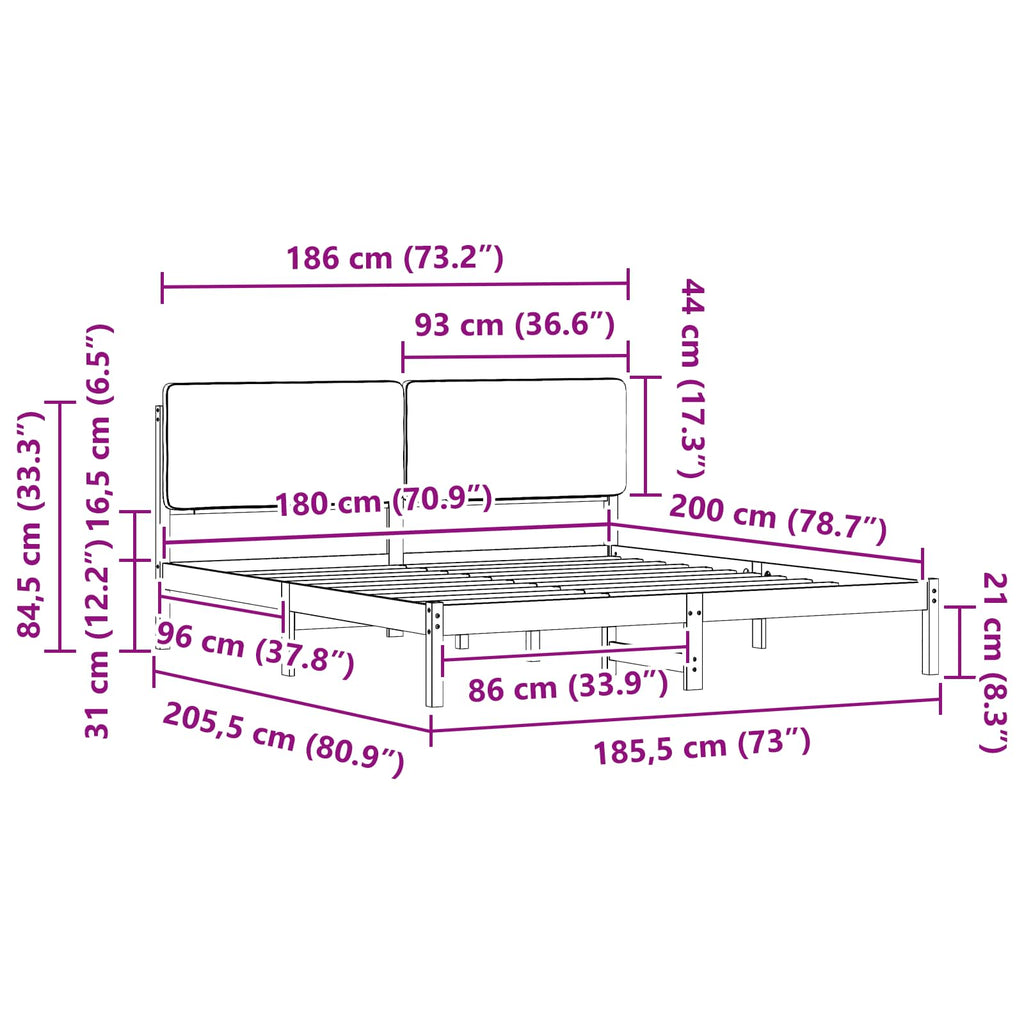 Bettgestell mit gepolstertem Kopfteil Hellgrau 180 x 200 cm