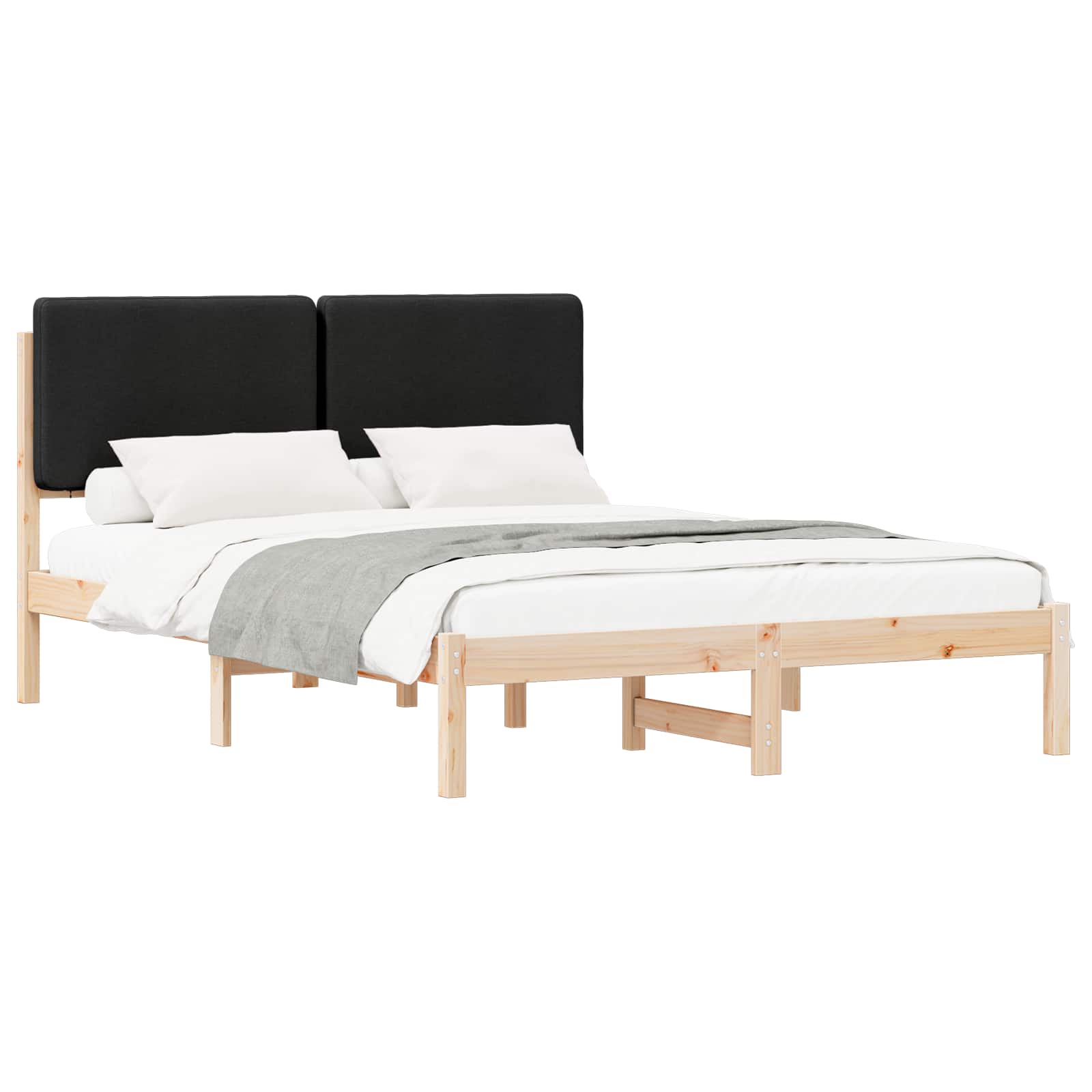 Bettgestell mit gepolstertem Kopfteil Schwarz 160 x 200 cm