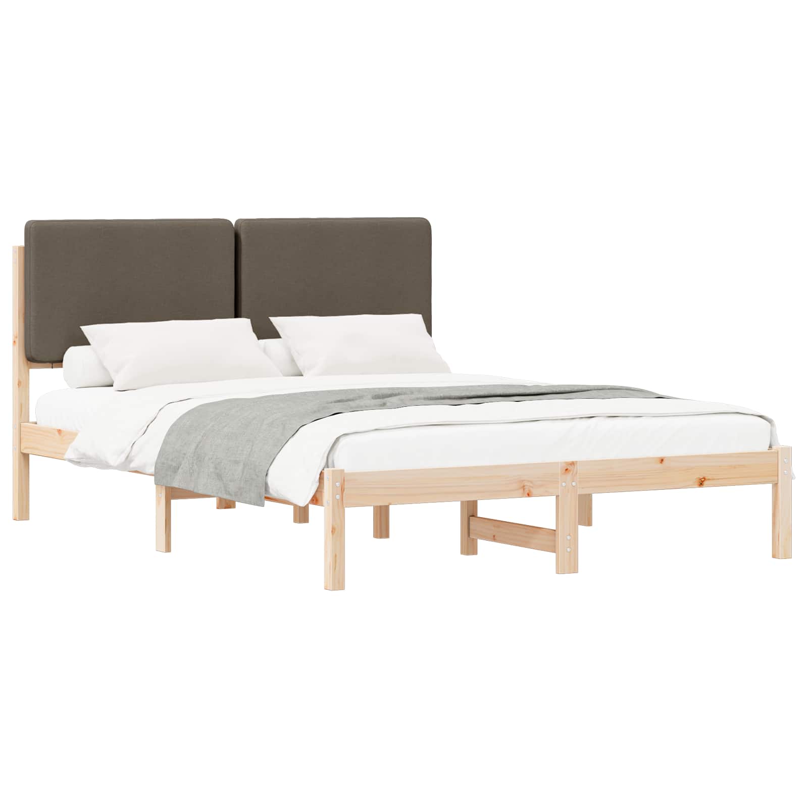 Bettgestell mit gepolstertem Kopfteil Taupe 160 x 200 cm