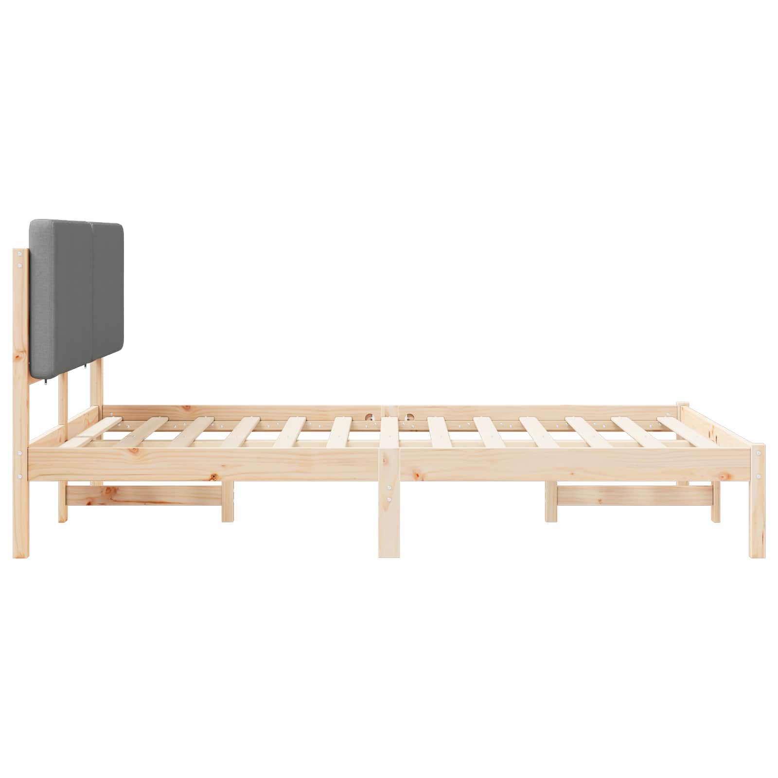 Bettgestell mit gepolstertem Kopfteil Hellgrau 150 x 200 cm