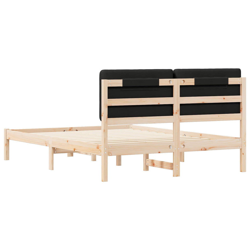 Bettgestell mit gepolstertem Kopfteil Schwarz 150 x 200 cm