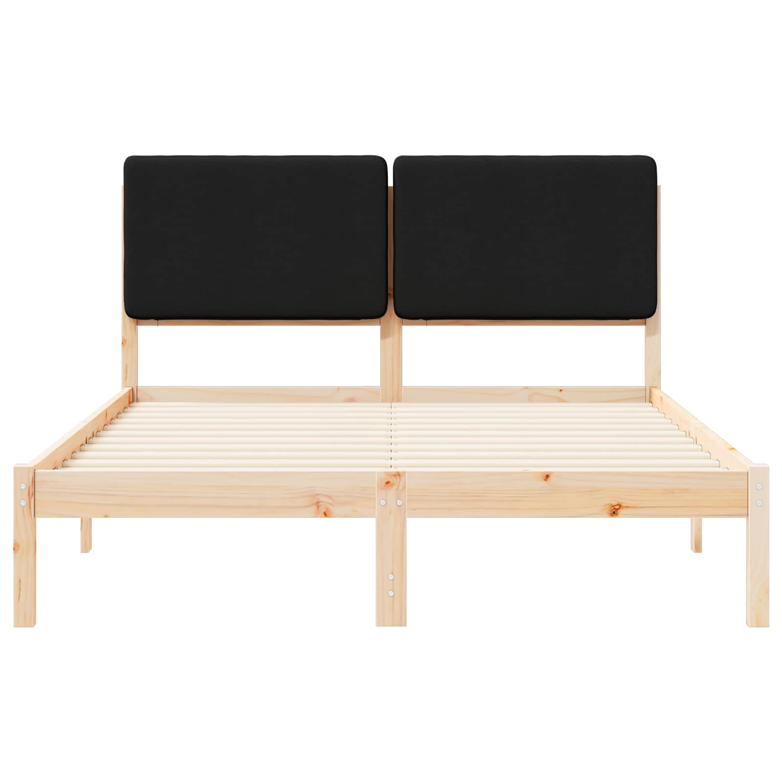 Bettgestell mit gepolstertem Kopfteil Schwarz 150 x 200 cm