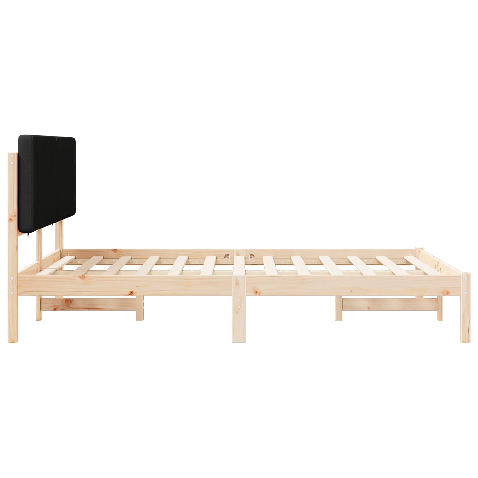 Bettgestell mit gepolstertem Kopfteil Schwarz 150 x 200 cm