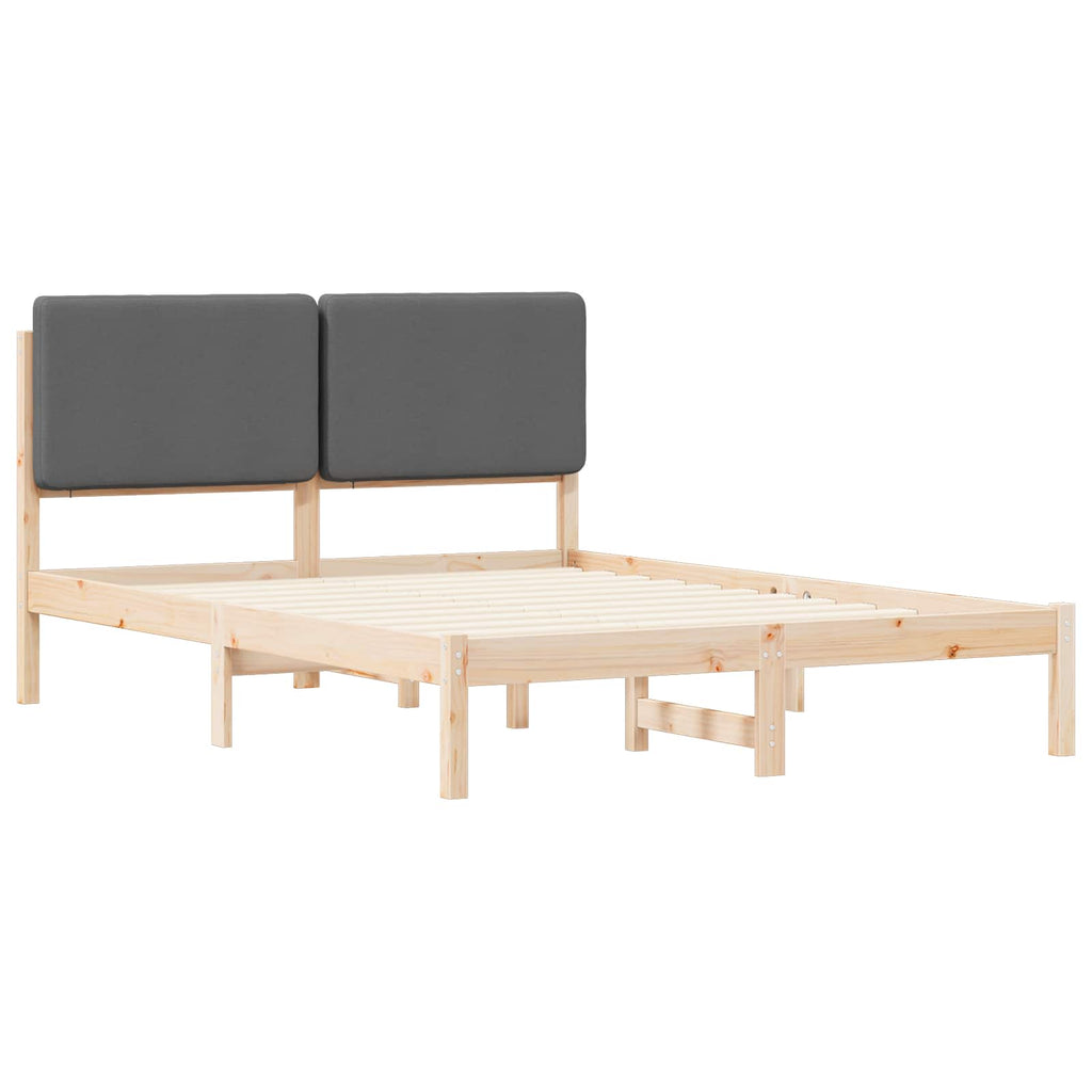 Bettgestell mit gepolstertem Kopfteil Dunkelgrau 140 x 200 cm