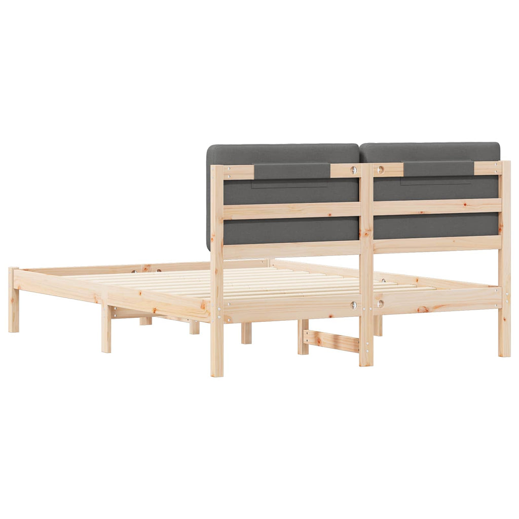 Bettgestell mit gepolstertem Kopfteil Dunkelgrau 140 x 190 cm