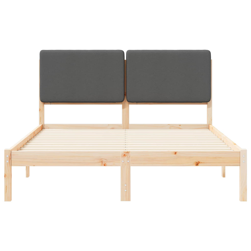 Bettgestell mit gepolstertem Kopfteil Dunkelgrau 140 x 190 cm